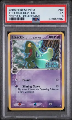 2006 POKEMON EX CRYSTAL GUARDIANS #68 TREECKO-REVERSE FOIL PSA 5 - Image 1