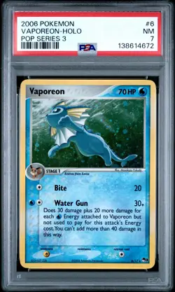 2006 POKEMON POP SER 3 #6 VAPOREON-HOLO PSA 7 - Image 1