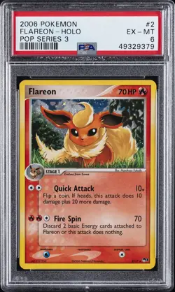 2006 POKEMON POP SER 3 #2 FLAREON-HOLO PSA 6 - Image 1