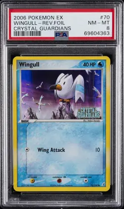 2006 POKEMON EX CRYSTAL GUARDIANS #70 WINGULL-REVERSE FOIL PSA 8 - Image 1