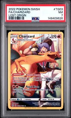 2022 POKEMON SWORD & SHIELD LOST ORIGIN #TG03 FULL ART/CHARIZARD PSA 7 - Image 1
