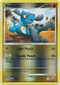1x Riolu - 91/127 - Common - Reverse Holo Moderately Played Pokemon Platinum - Image 1