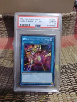 2024 YuGiOh LDK2 Dark Burning Attack SECRET RARE PSA 10 GEM #ENS04 LIMITED ED. - Image 1