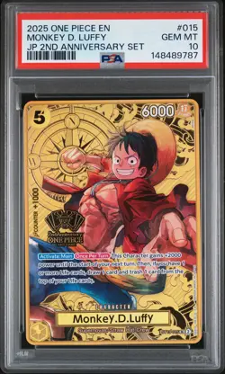 2025 ONE PIECE JPN 2ND ANV SET #015 MONKEY D. LUFFY PSA 10 - Image 1