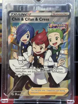 Chili & Cilan & Cress 258/264 Full Art Ultra Rare Fusion Strike Pokemon Card NM - Image 1