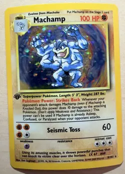 MACHAMP 1999 POKEMON 1ST EDITION BASE SET RARE HOLO 8/102 LP Nice Card - Image 1