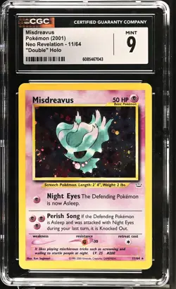 CGC 9 MINT Misdreavus 2001 Neo Revelation 11/64 "Double" Holo SWIRL Pokemon Card - Image 1