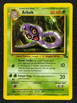 Arbok 31/62 Base Set Series Fossil UNCOMMON Stage 1 Pokemon Card 1999 WOTC NM - Image 1