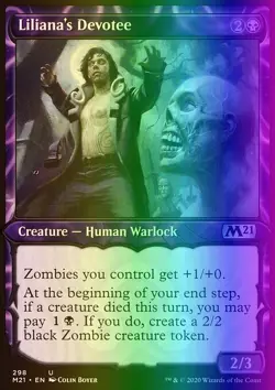 MTG Magic the Gathering Liliana's Devotee (298/417) Core Set 2021 LP FOIL - Image 1