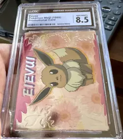 1999 Japanese Pokemon Meiji Embossed Promo Eevee (Eievui) CGC 8.5 Rare - Image 2