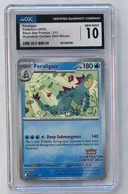 Pokemon Feraligatr Black Star Promos 213 2024 Illustration Contest Winner CGC 10 - Image 1