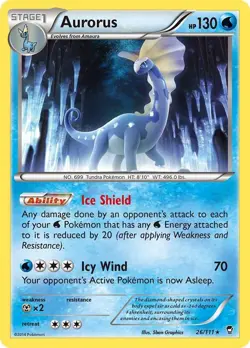 Pokemon TCG - Aurorus - 26/111 - Rare - XY: Furious Fists [Heavily Played] - Image 1