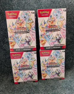Lot of 4 Pokemon TCG Scarlet & Violet Prismatic Evolutions Booster Bundle Box - Image 1