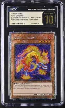 Jurrac Guaiba *CGC PRISTINE 10* RA03-EN242 * POP 1 *Platinum Secret Rare* Yugioh - Image 1