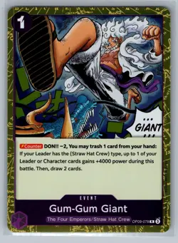 One Piece Gum-Gum Giant OP09-078 Rare Holo Foil Emperors in the New World - Image 1