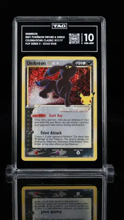 TAG 10 GEM MINT UMBREON GOLD STAR 17 2021 Pokemon Celebrations psa - Image 1