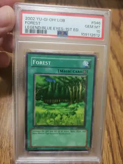2002 YuGiOh LOB-046 Forest Legend Of Blue Eyes 1st Ed PSA Gem Mint 10 Fresh Slab - Image 1