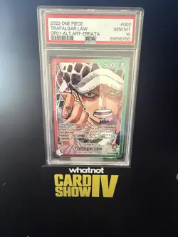 Trafalgar Law Alt Art Leader OP01-002 Errata One Piece ENG Romance Dawn PSA 10 - Image 1