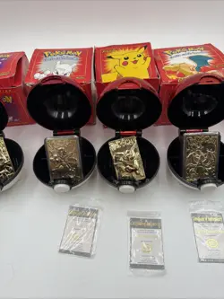 Full Set Of 6, 23K Gold Plated 1999 Burger King Pokemon Trading Cards - Image 3