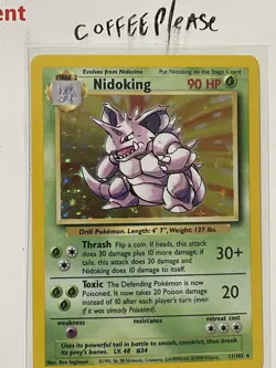 Pokemon TCG Nidoking Base Set Holo Rare Card 11/102 Shadowless NM-LP - Image 1