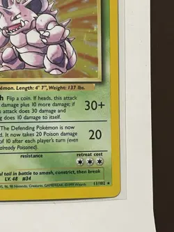 Pokemon TCG Nidoking Base Set Holo Rare Card 11/102 Shadowless NM-LP - Image 4