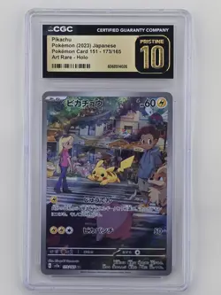 CGC Pristine 10 Pikachu 173/165 Art Rare 2023 Japanese 151 Pokemon Card - Image 1