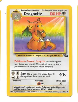 Dragonite 19/62 Fossil Non-Holo Rare LP Vintage WOTC Pokemon Card - Image 1