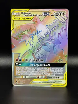 2019 Pokemon TCG Hidden Fates Moltres Zapdos Articuno Card 69/68 Rainbow - Image 1