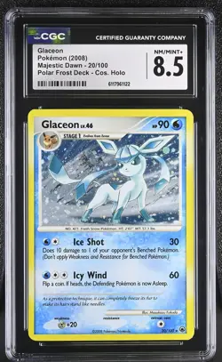 CGC 8.5 Glaceon 2008 Majestic Dawn 20/100 Cosmos Holo Pokemon Card - Image 1