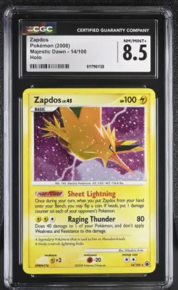 CGC 8.5 Zapdos 2008 Majestic Dawn 14/100 Holo Pokemon Card - Image 1