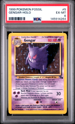 PSA 6 1999 Pokemon Fossil Gengar 5/62 Holo Rare Graded Card - Image 1