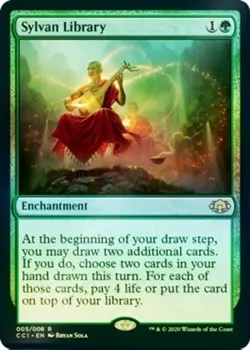 1x Sylvan Library - Foil Light Play, English Commander Collection MTG Magic - Image 1