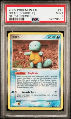 2005 POKEMON EX DELTA SPECIES #40 DITTO [SQUIRTLE] Psa 9 - Image 1