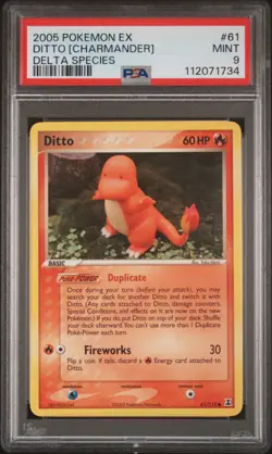 2005 POKEMON EX DELTA SPECIES #61 DITTO [CHARMANDER] PSA 9 - Image 1