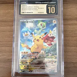 Pokemon Pikachu Promo CGC Pristine 10 001/SV-P Scarlet & Violet Chinese 2022 - Image 1