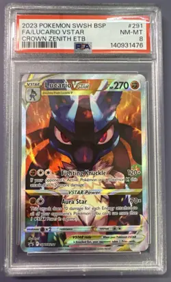 2023 POKEMON SWSH BLACK STAR PROMO #291 FULL ART/LUCARIO VSTAR PSA 8 - Image 1