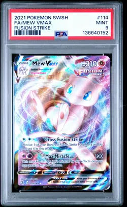 2021 POKEMON SWORD & SHIELD FUSION STRIKE #114 FULL ART/MEW VMAX PSA 9 - Image 1