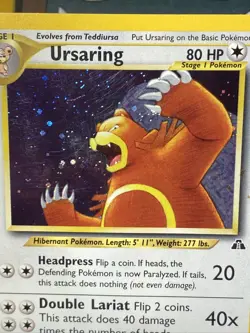 Pokemon TCG Ursaring 15/75 Neo Discovery Unlimited Holo Rare Vintage 2001 - Image 3