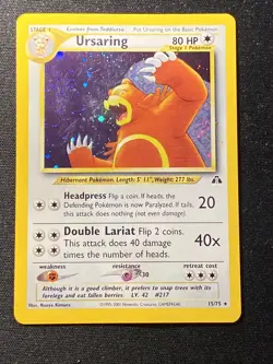 Pokemon TCG Ursaring 15/75 Neo Discovery Unlimited Holo Rare Vintage 2001 - Image 5