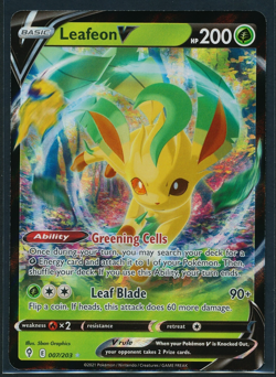 Leafeon V 007/203 Ultra Rare Holo Pokemon 2021 Evolving Skies NM - Image 1