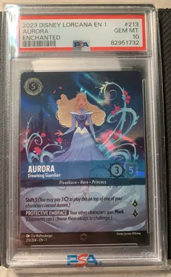 2023 Disney Lorcana Enchanted EN 1 Aurora PSA 10 213/204 First Chapter - Image 1