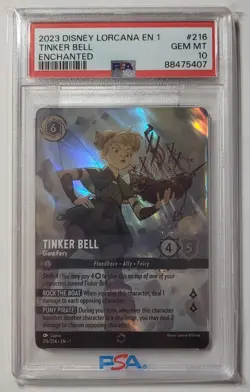 PSA 10 2023 Disney Lorcana Tinker Bell Giant Fairy EN First Chapter Enchanted - Image 1