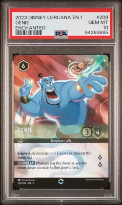 2023 DISNEY LORCANA EN 1-THE FIRST CHAPTER ENCHANTED GENIE - ON THE JOB PSA 10 - Image 1