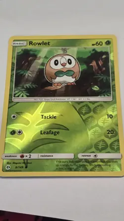 Pokemon Rowlet 9/149 Sm Base Set Reverse Holo - Image 1