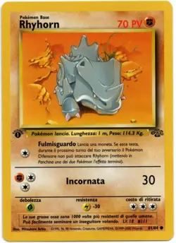 1ST EDITION Rhyhorn 61/64 Italian NM -Vintage Pokemon Card- Jungle Set - Image 1