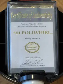 Pokemon Pokeball Poliwhirl BK Ball Gold Plated Trading Card Limited Edition 1999 - Image 3