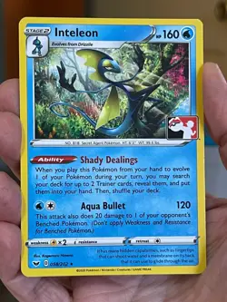 POKEMON INTELEON 058/202 RARE SWORD & SHIELD PROMO PLAY! PACK PRIZE NM CARD - Image 1