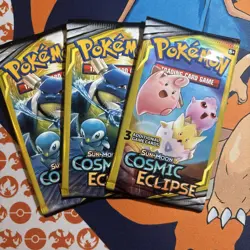 Pokemon TCG Sun & Moon Cosmic Eclipse 3 Cards Booster Pack Sealed 3 Packs - Image 1