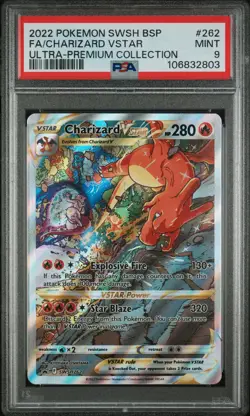 CHARIZARD VSTAR Pokemon Sword and Shield Black Star Promo UPC #SWSH262 PSA 9 - Image 1