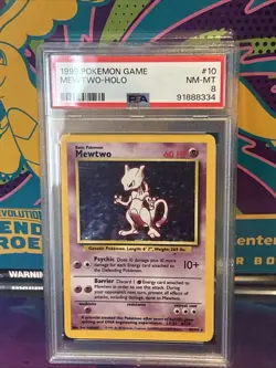 Pokemon TCG Mewtwo 10/102 1999 Base Set Unlimited PSA8NM-MT Pokemon Game - Image 1